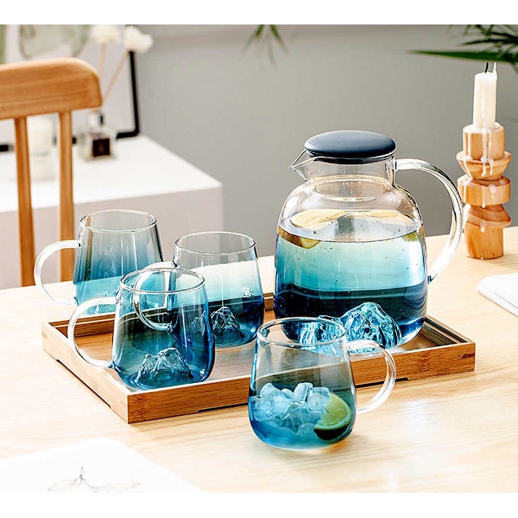 Bình Thủy Tinh Đựng Nước Xanh Quả Núi 1.8L, Ấm Đun Nước Thủy Tinh