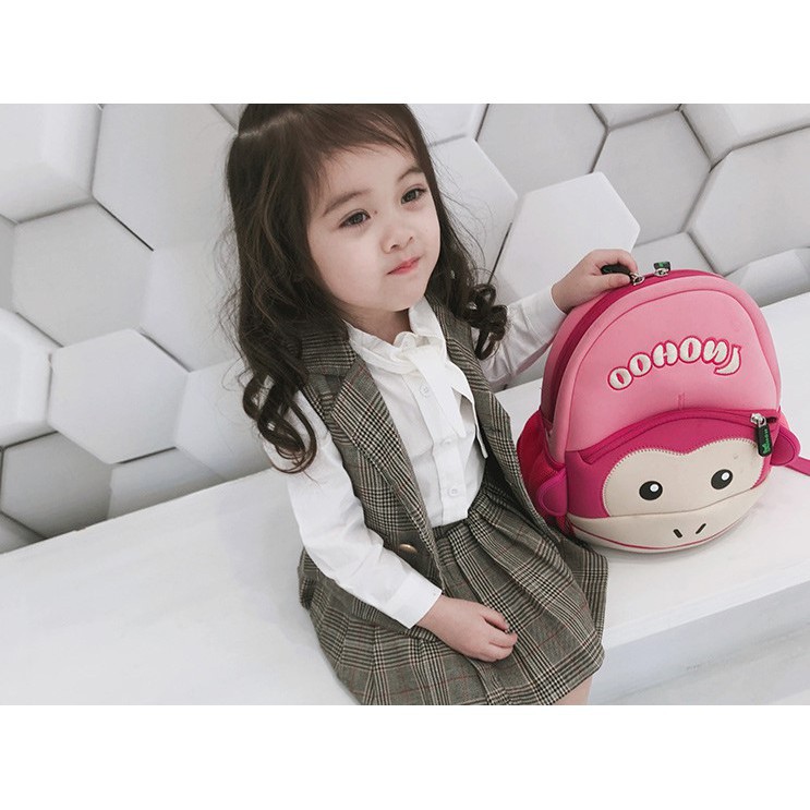 Set đồ cho bé gái - Áo sơ mi trắng nơ, chân váy và vest caro nâu Smartkids TE1947