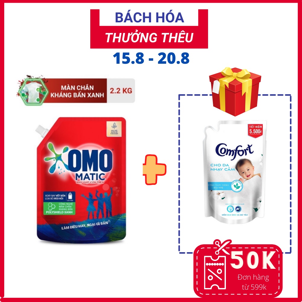 Nước giặt Omo Matic cửa trên túi 2.2kg