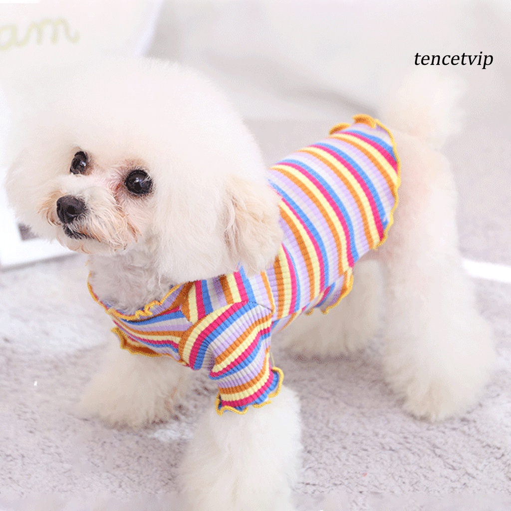 Áo thun cotton cổ tròn họa tiết kẻ sọc nhiều màu sắc thời trang mùa hè cho thú cưng