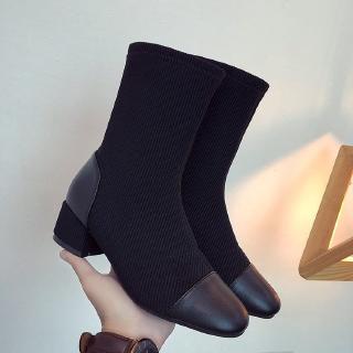 Giày boots martin mũi vuông đế thấp trẻ trung cá tính cho nữ