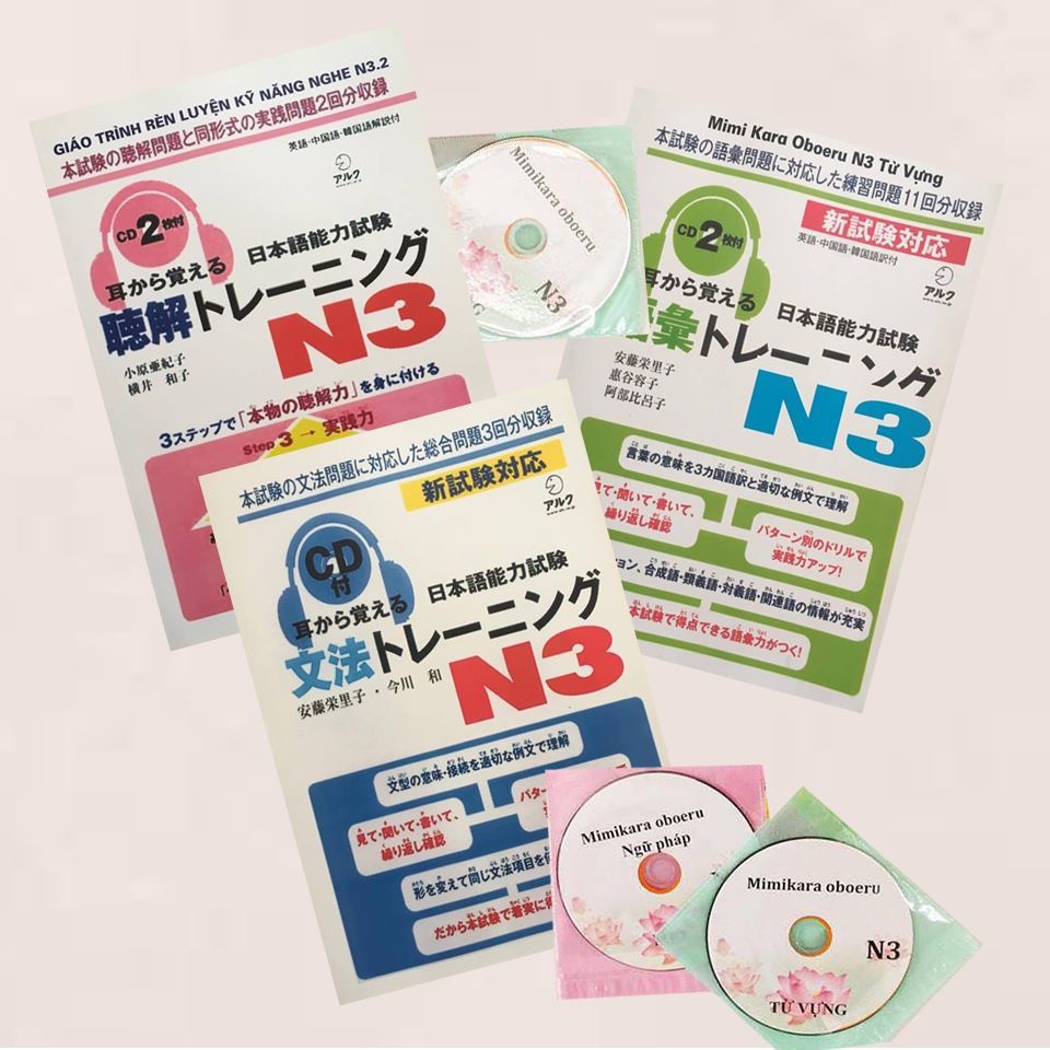 Sach Mimi Kara Oboeru N3 Trọn Bộ 3 Cuốn Muazii