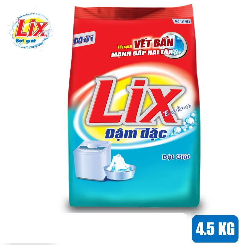 Bột Giặt LIX Extra Đậm Đặc 4.5Kg ED016 - Tẩy Sạch Vết Bẩn Mạnh Gấp 2 Lần