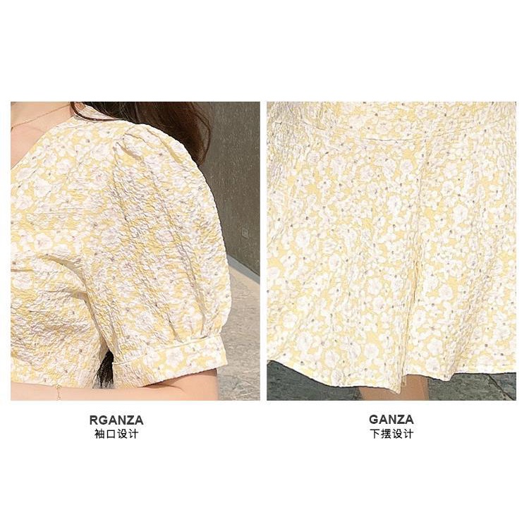 Đầm Chiffon Ngắn Tay In Hoa Thanh Lịch Dành Cho Nữ