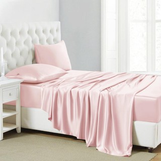 Bộ 4 Món Ga Gối Phi Lụa Mát Mịn - Hồng Phấn - Sỉ Ga Phi Lụa