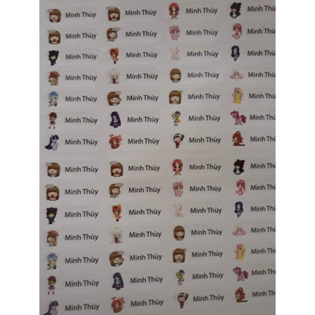 Tem dán cá nhân ( sticker name)