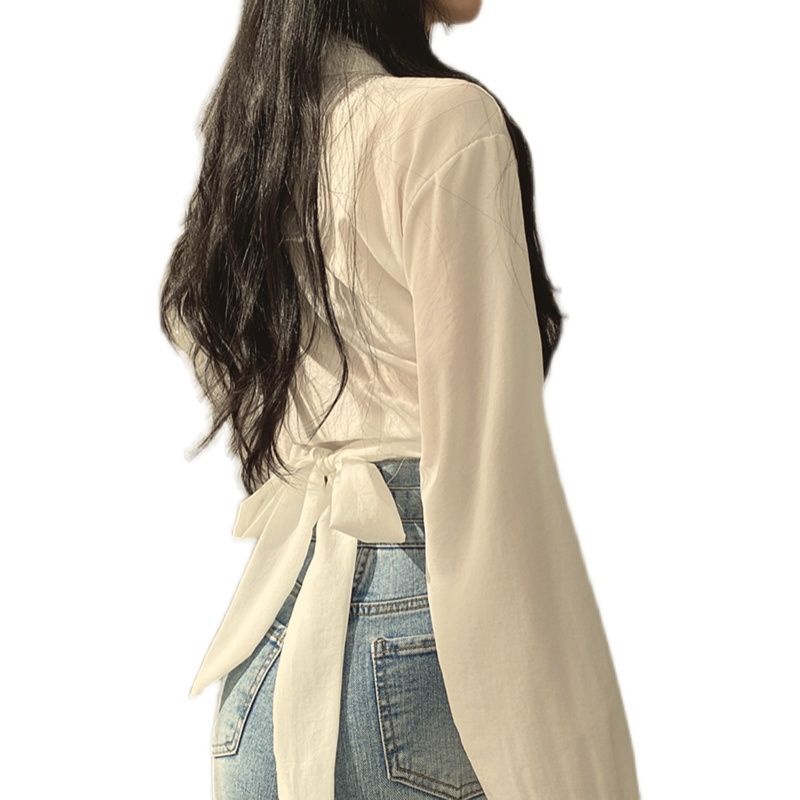 IELGY Áo Sơ Mi Ngắn Lưng Cao Kiểu retro Cá Tính Cho Nữ