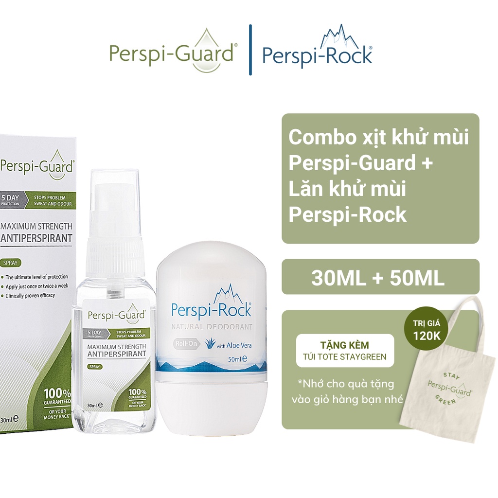 Combo xịt khử mùi Perspi-Guard 30ml + Lăn khử mùi Perspi-Rock 50ml