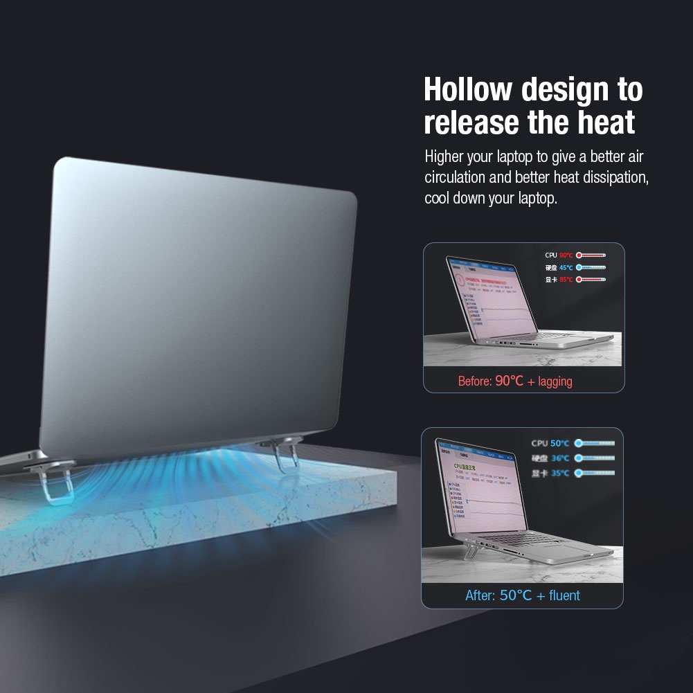 Giá đỡ laptop NILLKIN sức mạnh tăng cường bằng hợp kim nhôm nhỏ gọn phù hợp với kích thước 14-17 inch