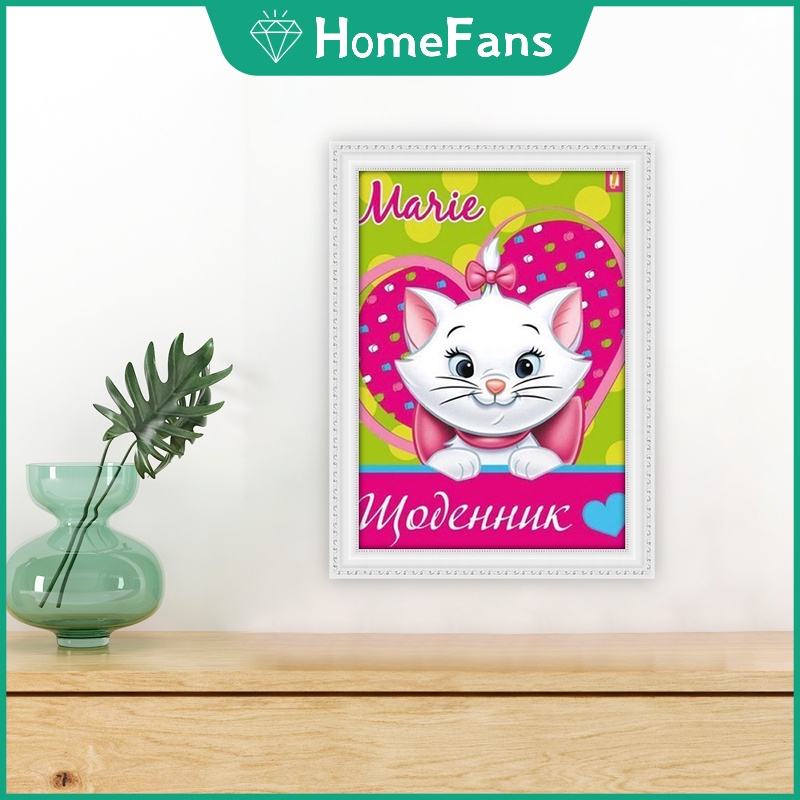 DISNEY Tranh Đính Đá 5D Tự Làm Hình Mèo Marie 40x50cm Trang Trí Tường Nhà