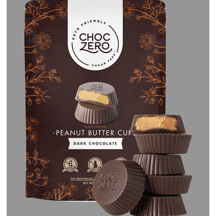 TÚI SOCOLA ĐEN BỌC BƠ ĐẬU PHỘNG ChocZero's Dark Chocolate Peanut Butter Cups - KHÔNG ĐƯỜNG SUGAR FREE, KETO (3oz)