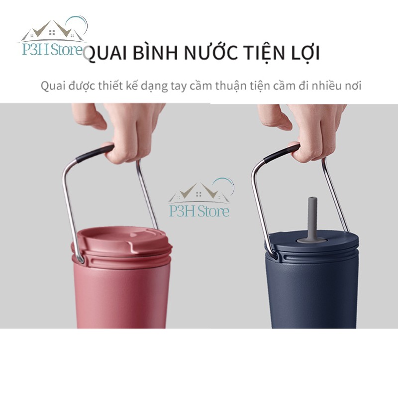 Ly giữ nhiệt Lock&Lock Bucket Tumbler có ống hút hoặc nắp bật , dung tích 540ml LHC4268 LHC4269