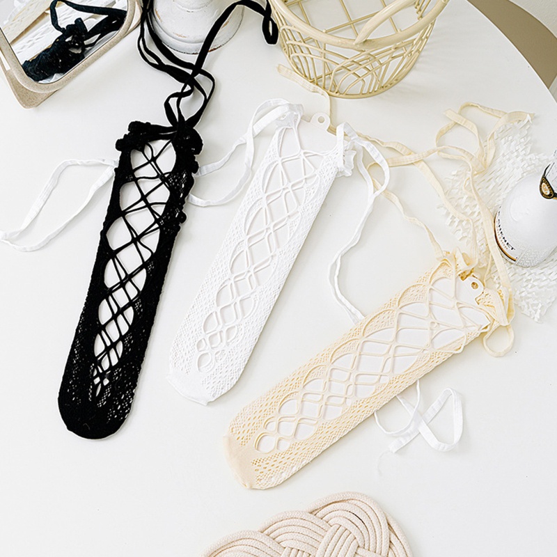 Xixi Tất Lưới Dài Qua Gối Thắt Dây Phong Cách Lolita Nhật Bản Cho Nữ