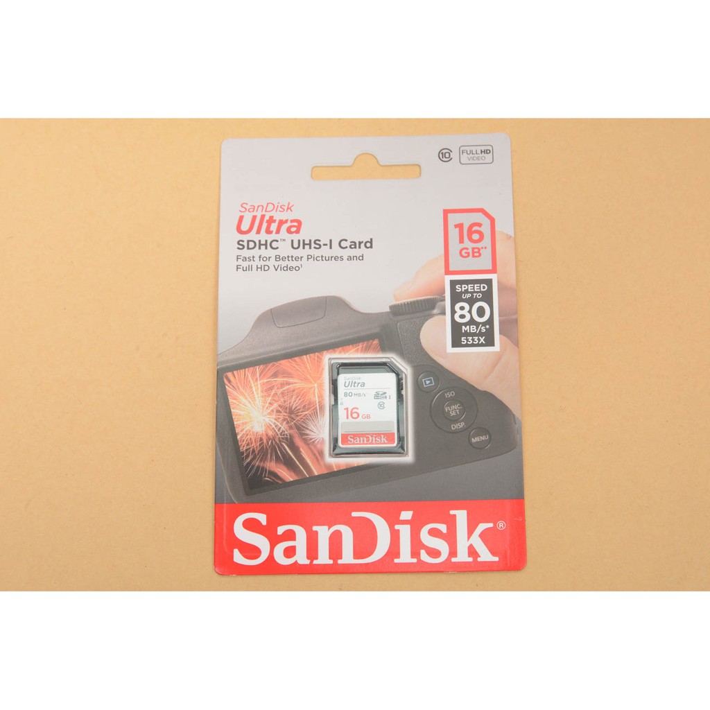 Thẻ Nhớ SDHC 16GB Sandisk Ultra Class 10 UHS-I 80Mb/S Chính Hãng [BH 5 năm]