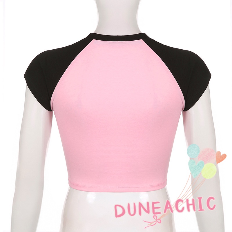 Áo thun DUNEA dáng ôm in chữ thời trang cá tính thời trang