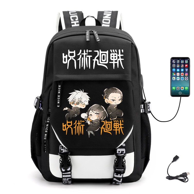 Balo Đựng Laptop in hình Jujutsu Kaisen Chú Thuật Hồi Chiến ver CHỮ DÀI anime chibi cặp sách nam nữ đi học