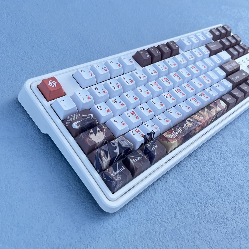 133 Phím Zhongli Keycaps Cherry Profile Genshin Impact Anime PBT DYE SUB Bàn phím cơ học Keycap