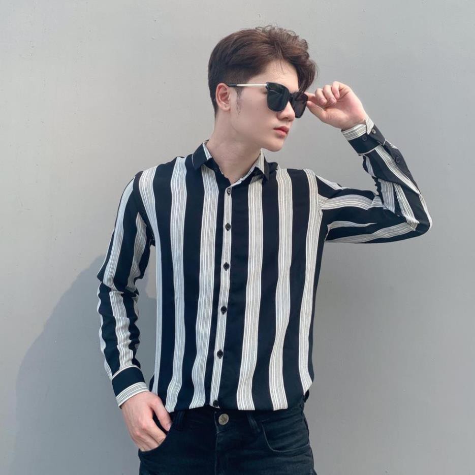 Áo sơ mi nam dài tay thời trang, sơ mi lụa đẹp hoạ tiết hàn quốc sang trọng shop44 | BigBuy360 - bigbuy360.vn
