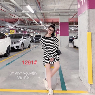 G34. 1291. VÁY COTTON KẺ TAY DÀI