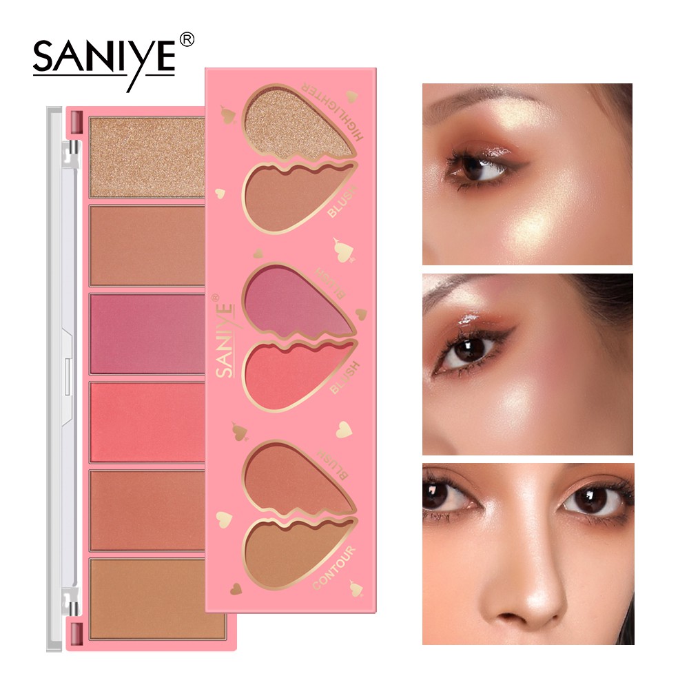 Phấn Má Hồng Saniye 3 Trong 1 Họa Tiết Trái Tim + 4 Phấn Bắt Sáng E0332 | BigBuy360 - bigbuy360.vn
