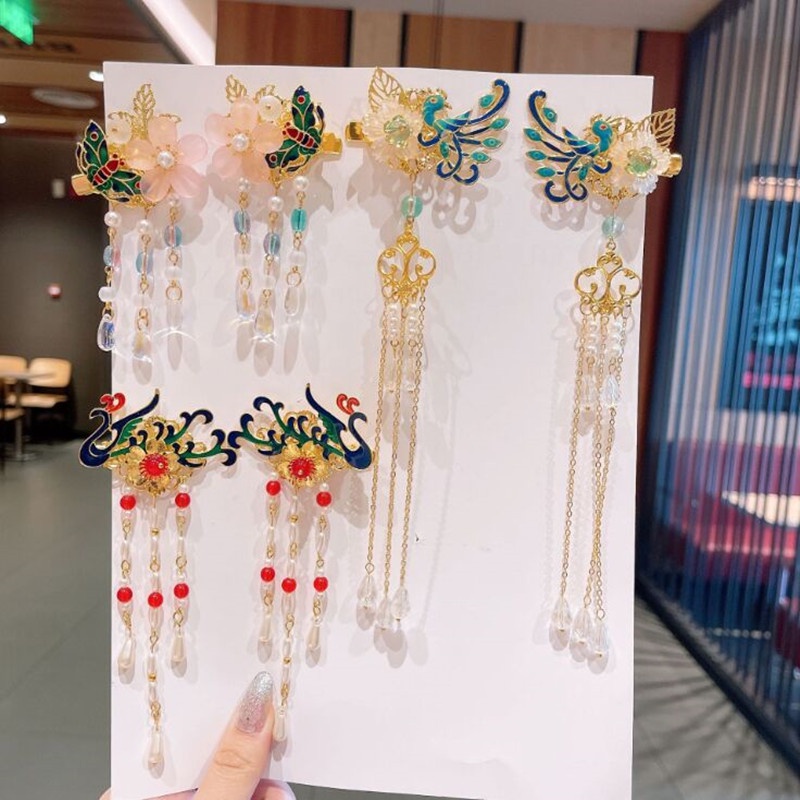 Set 2 kẹp tóc tua rua phong cách Trung Hoa cổ điển mới cho bé gái