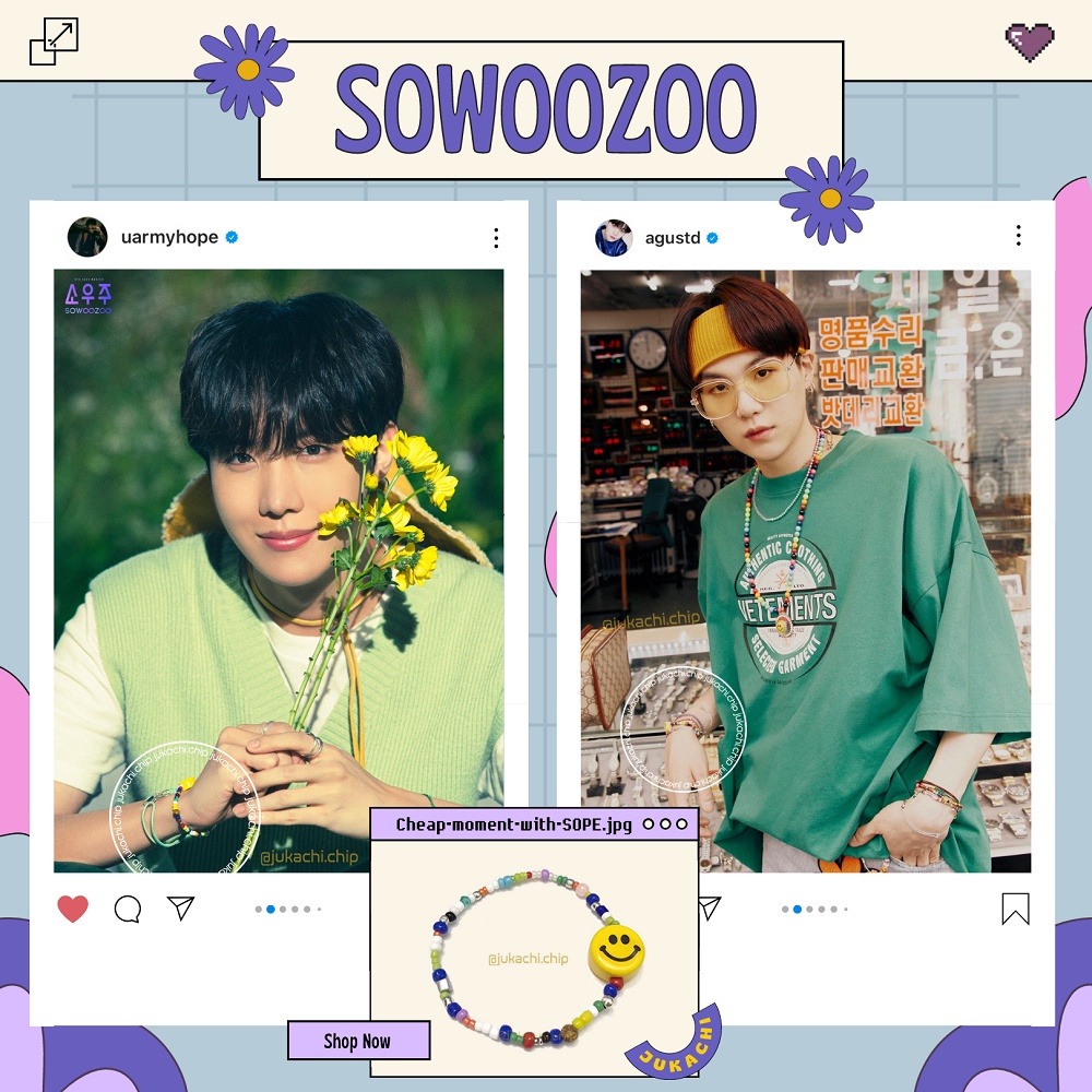 Vòng tay Sowoozoo cườm mặt cười handmade cheap moment with SOPE SUGA & j-hope BTS | BTS Bracelets | Sowoozoo bracelets