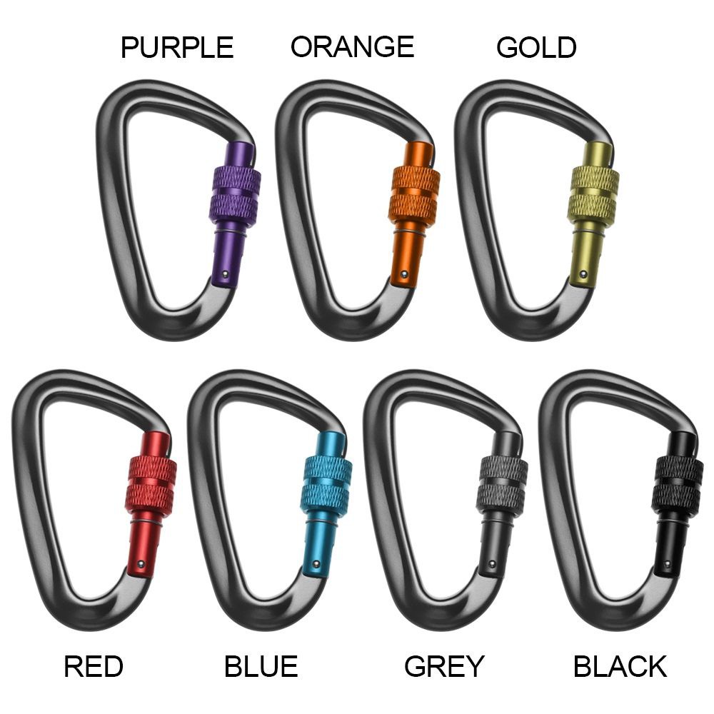 LETTER 6 Colors Professional Climbing Buckle D Shape Security Safety Locks Climbing Carabiner Outdoor Tools Climbing Equipment 81*46.6mm 12KN 7075 Quickdraws Lock/Multicolor