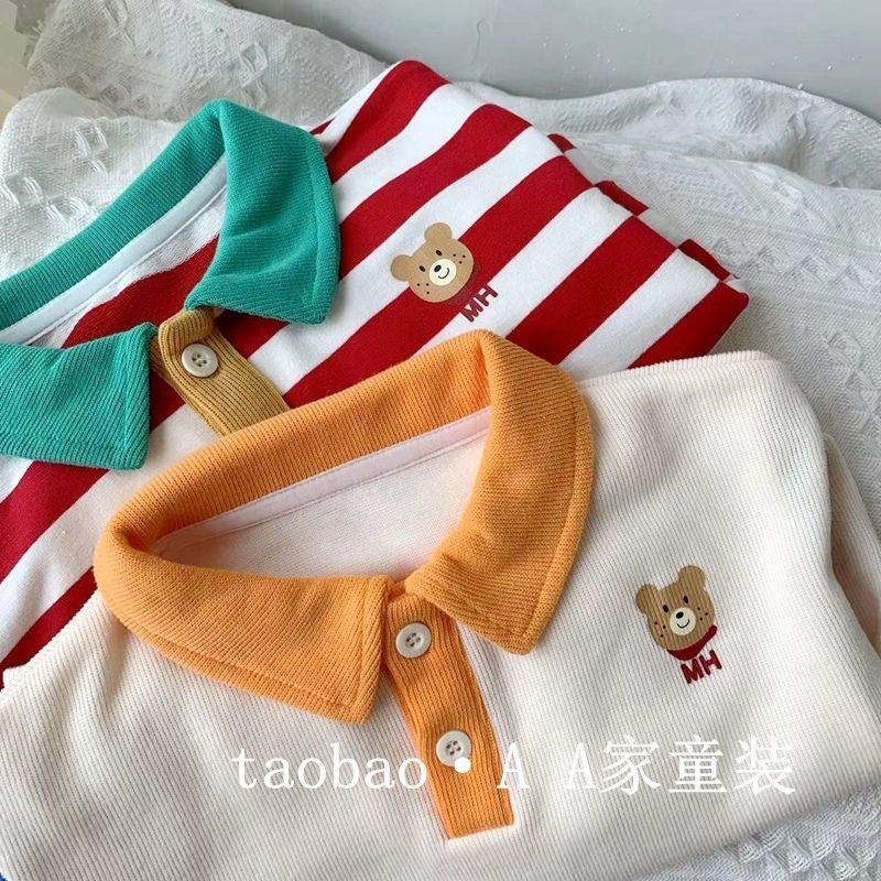Áo Thun Polo Cotton Mềm Mại In Họa Tiết Hoạt Hình Phong Cách Nhật Hàn Thời Trang Cho Bé Trai