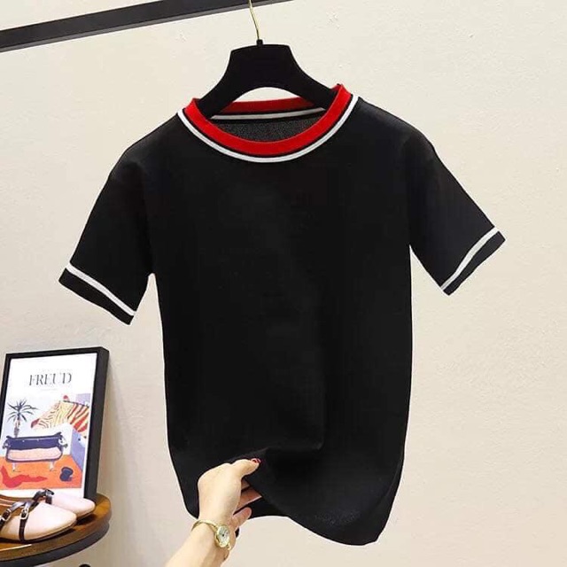 Áo len cộc tay cổ tròn