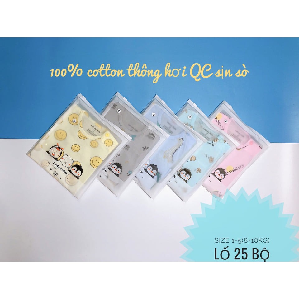 (Được lựa mẫu) Bộ quần áo dài tay 100% cotton thông hơi Quảng Châu cao cấp cho bé trai, bé gái từ 5-15kg