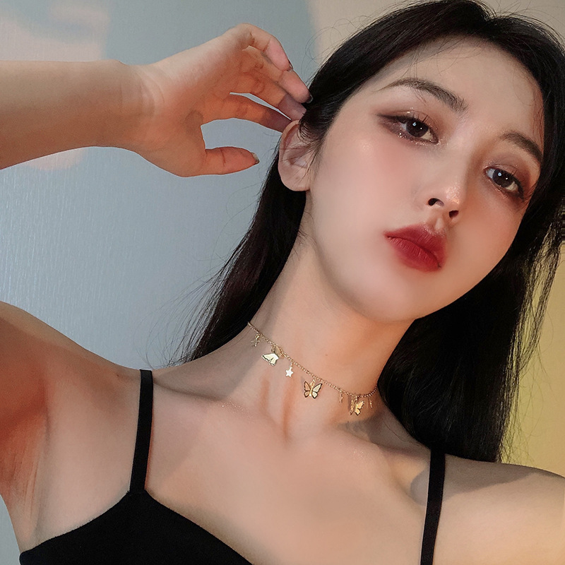 Dây chuyền choker hình ngôi sao và bướm thời trang Hàn Quốc cho nữ