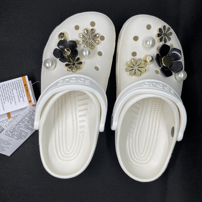 dép cross họa tiết trắng mẫu độc quyền MAICROSSDOCQUYEN2 tặng 10 jibitz cross