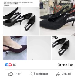 Guốc đen gót nhọn 5p