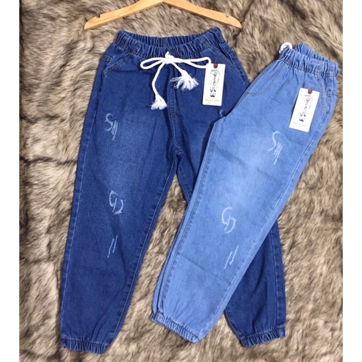 QUẦN BÒ NỮ BAGGY JEANS ✨ QUẦN BAGGY JEANS LƯNG THUN CẠP CAO MÀU XANH CÓ BO LAI - LAI TUA