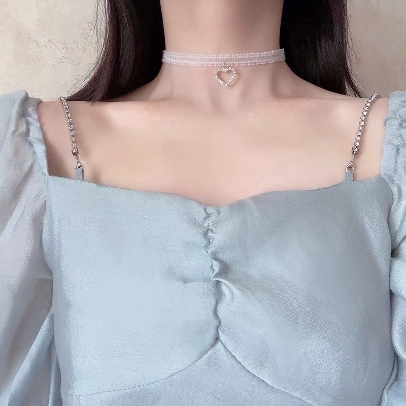 Vòng cổ Mặt Trái Tim Đính Đá Thời Trang