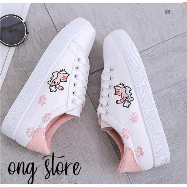 (freeship) Giày thêu hình mèo xinh xắn (mèo cạnh) | BigBuy360 - bigbuy360.vn