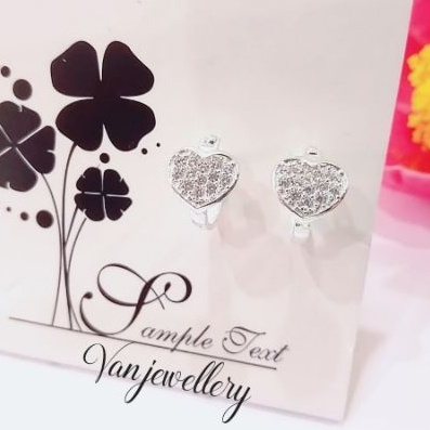 Khuyên tai bạc Van Jewelry V10567 khuyên cài trái tim đính đá bạc ta