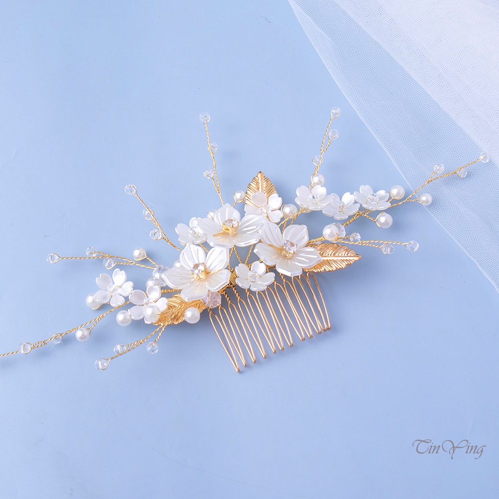 GETNOIVAS Lược Chải Tóc 12 Răng Bằng Kim Loại Mạ Vàng Không Gây Dị Ứng Hình Bông Hoa Làm Quà Tặng Valentine