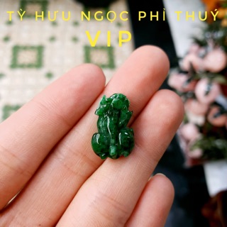Tỳ Hưu Xanh Sơn Thuỷ Chiêu Tài Hút Lộc (size nhỏ nhẫn)