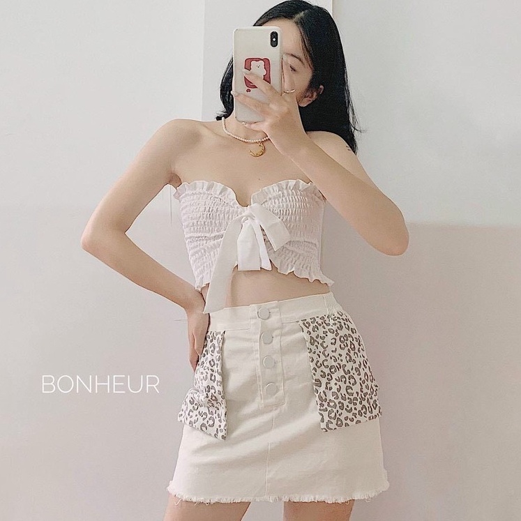 Áo ống nhúm trơn kèm nơ cột 2 kiểu cực xinh , chất voan mềm mịn mát