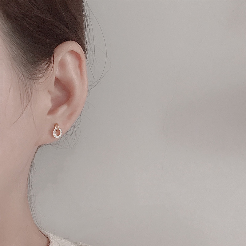 Khuyên Tai Mặt Tròn Đính Đá Thiết Kế Thời Trang Cho Nữ