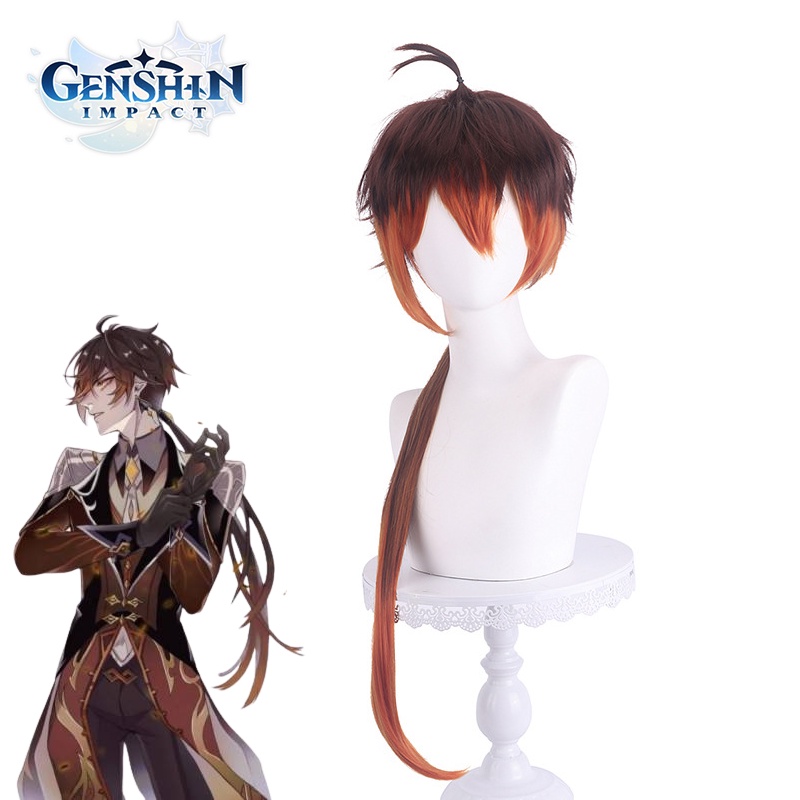 Tóc Giả Hóa Trang 90cm Genshin Va Chạm Zhongli Cho Lễ Hội Halloween