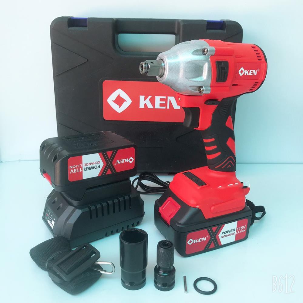 Siết mở ốc bulong Ken 118V không chổi than TẶNG ĐẦU CHUYỂN VÍT, KHẨU 22MM