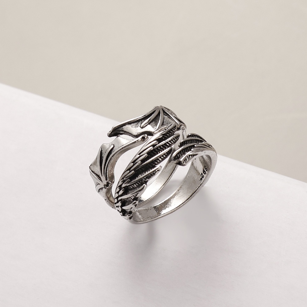 Nhẫn Đôi Cánh Thiên Thần Phong Cách Gothic Cổ Điển Đáng Yêu Làm Quà Tặng Dành Cho Bạn Bè Nam Nữ