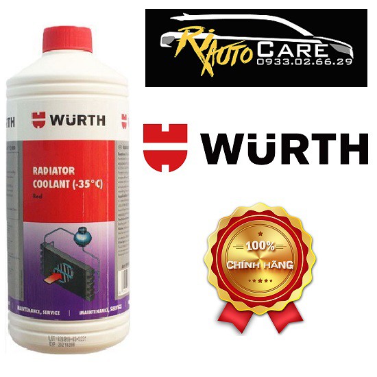 Nước Làm Mát Động Cơ Wurth Radiator Coolant 1 Lít 0892350001 Pha Sẵn - Nước Đỏ
