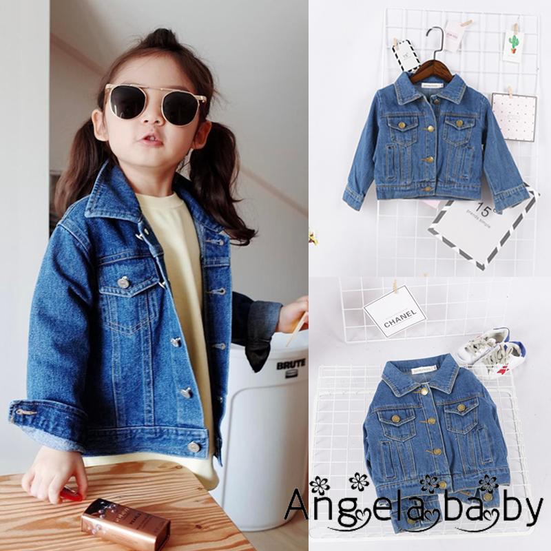 Áo Khoác Denim Phối Nút Cho Bé Gái