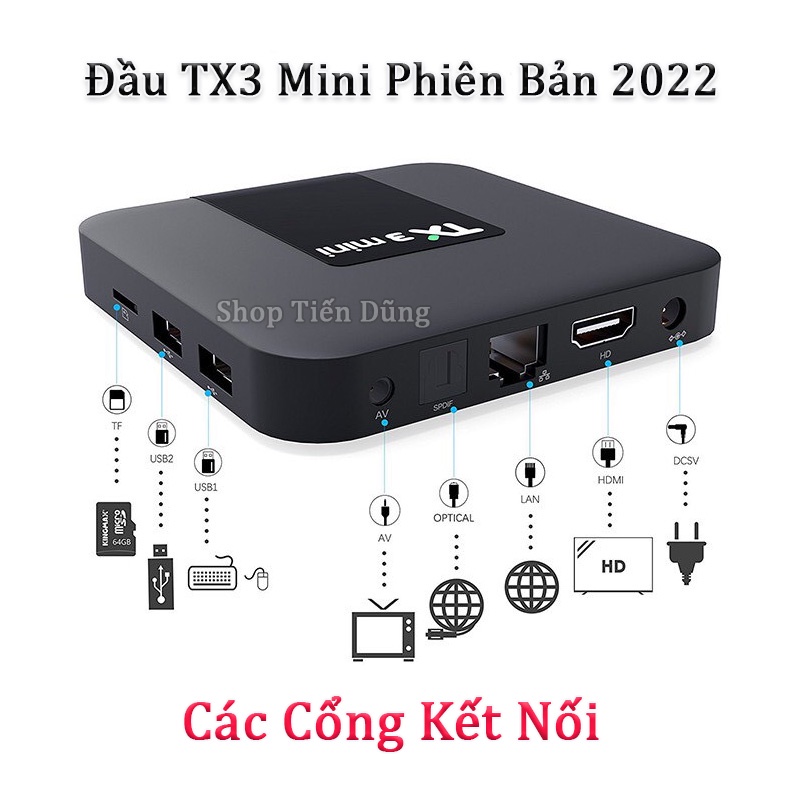 Đầu Android tv box TX3 Mini Plus Nâng Cấp Có RAM 2G + S905W2, Rom 16G, wifi 2.4gh, sủ dụng phân mền ATV 11 bản 2022