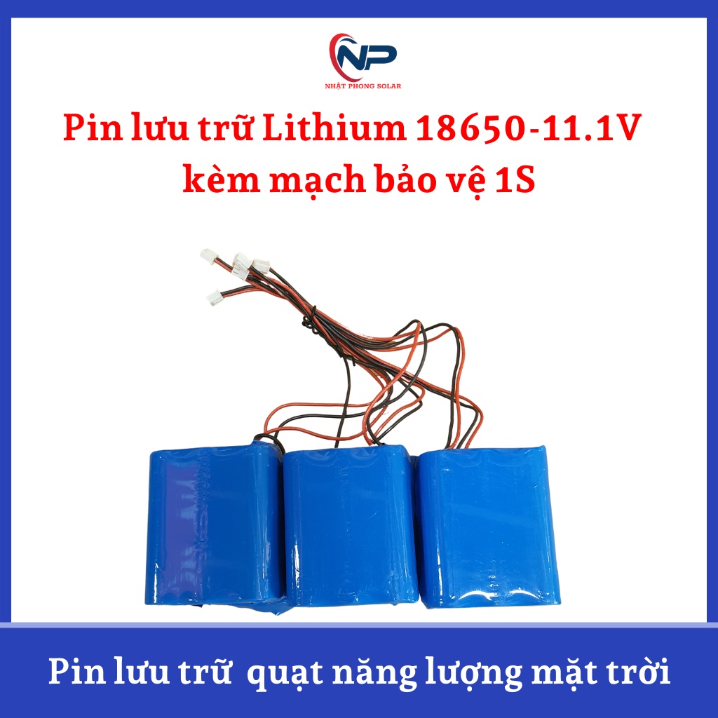 Pin lithium 18650 - dùng cho quạt năng lượng mặt trời kèm mạch bảo vệ 1S