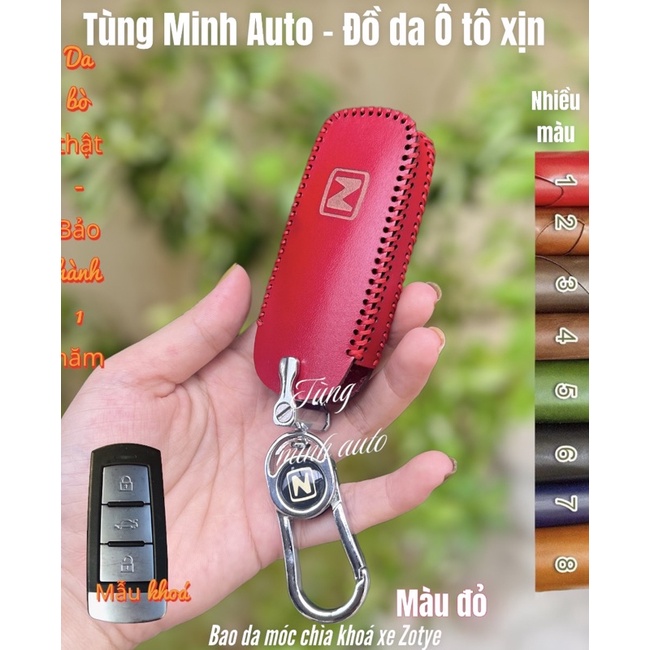Bao da  ốp chìa khoá xe ô tô Zotye Z8, T 600, Z 500, Z 700, Domy X 5 da bò thật khâu tay