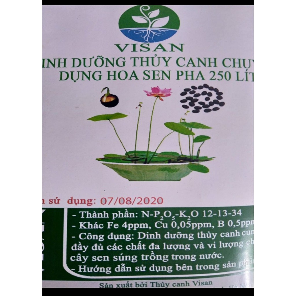 Gói dinh dưỡng chuyên dụng pha 250L dung dịch thuỷ canh trồng hoa sen sung mini - shop BÉ MẦM 06 HCM